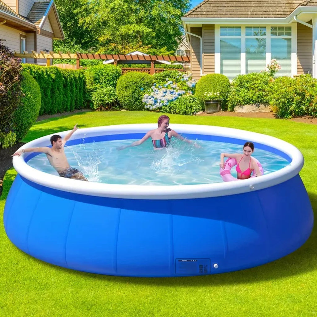 12FT Butterfly Coil Mesh Inflatable Pool 366x76cm Large Blow Up Swimming Pool Family Summer Water Pool for Backyard Outdoor Garden