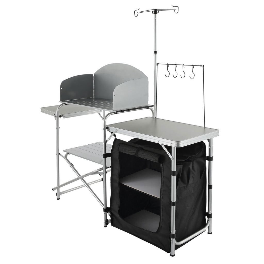 VEVOR Camping Kitchen Table, Quick set-up Folding Camping Table with A Carrying Bag, 3 Adjustable Heights, MDF Camping Table, Ideal for Outdoor Picnics, BBQs, Camping, RV Traveling